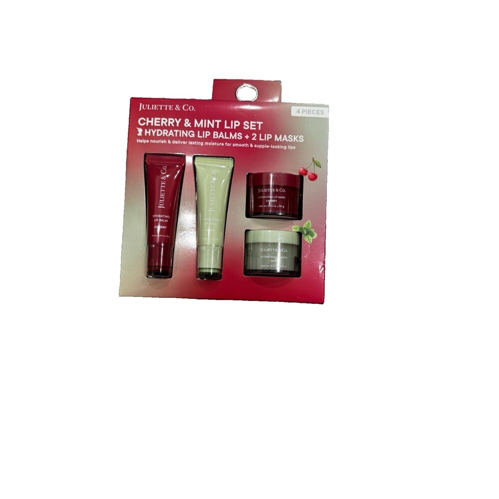 Juliette & Co Cherry & Mint Lip Set 4 Pc Set New